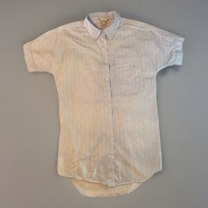 A New Day Womens XS Blue Striped Short Sleeve Button Down Tunic Shirt